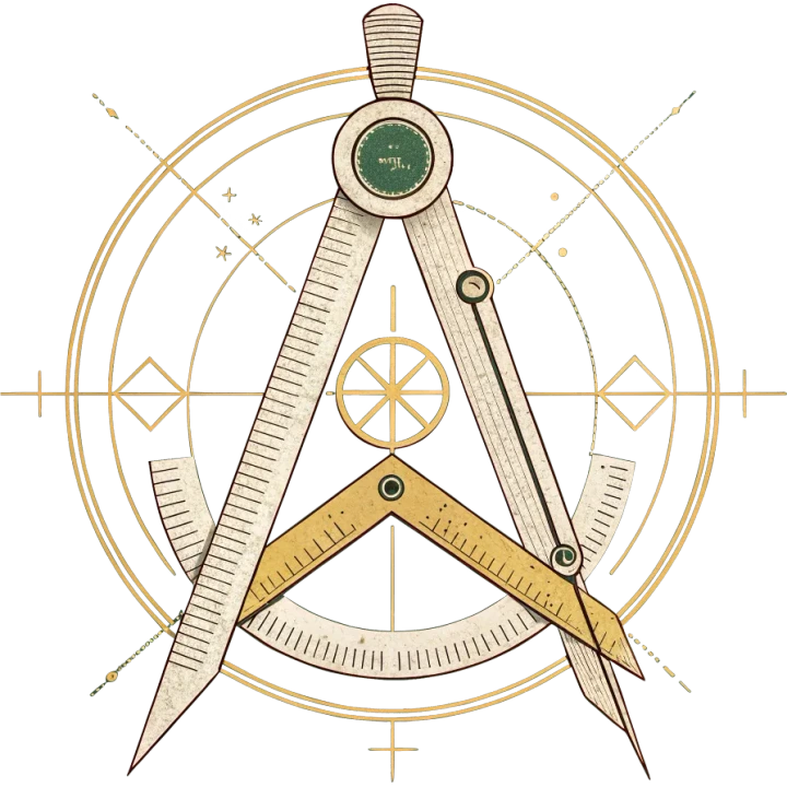 Emblema della geometria — compasso e figure